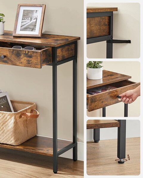 Consola Model Hammond, Maro rustic/Negru, 100x30x80 cm