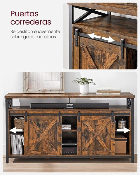 Comoda TV Vasagle, Model Castillo, 147x40x76 cm, Maro/Negru