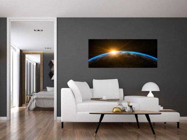 Tablou - Planeta Pământ și univers (120x50 cm)
