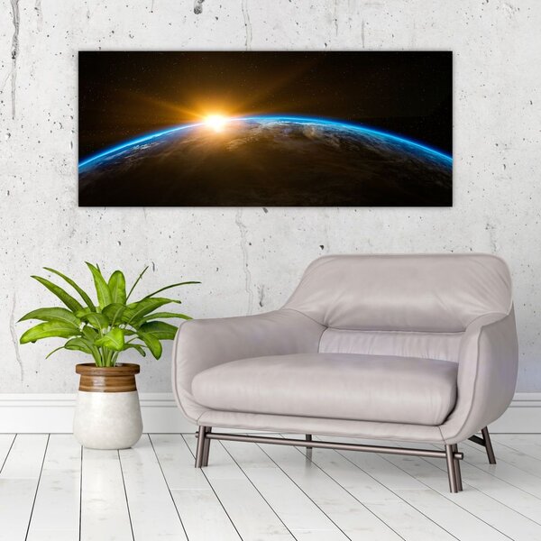 Tablou - Planeta Pământ și univers (120x50 cm)