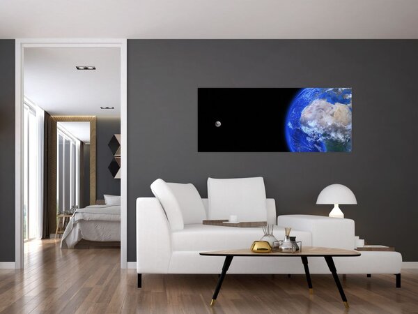Tablou - Luna și Pământul (120x50 cm)