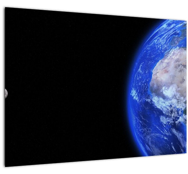Tablou pe sticlă - Luna și Pământul (70x50 cm)