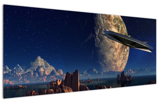 Tablou - Vizita extraterestrului (120x50 cm)