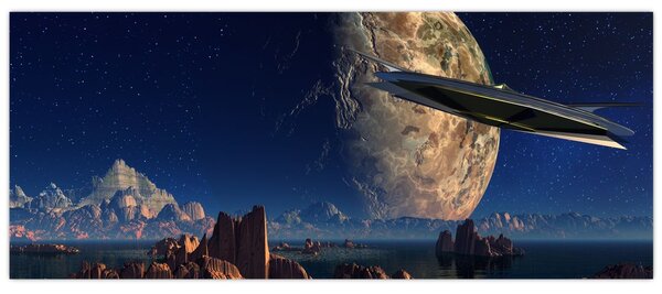 Tablou - Vizita extraterestrului (120x50 cm)