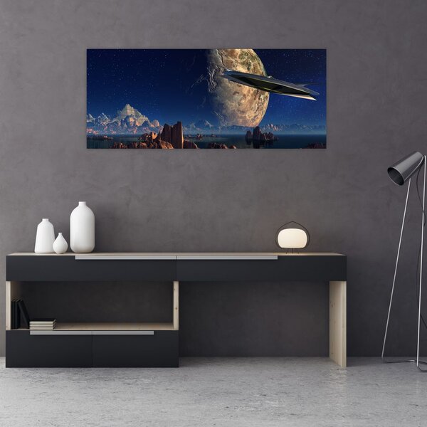 Tablou - Vizita extraterestrului (120x50 cm)