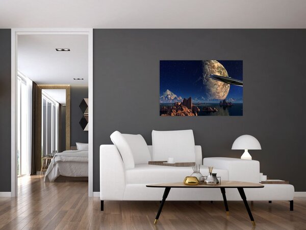 Tablou - Vizita extraterestrului (90x60 cm)