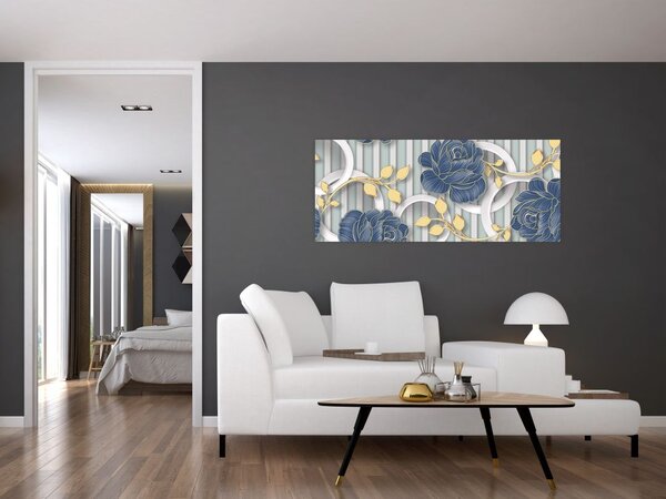 Tablou - Tradafiri și cercuri (120x50 cm)