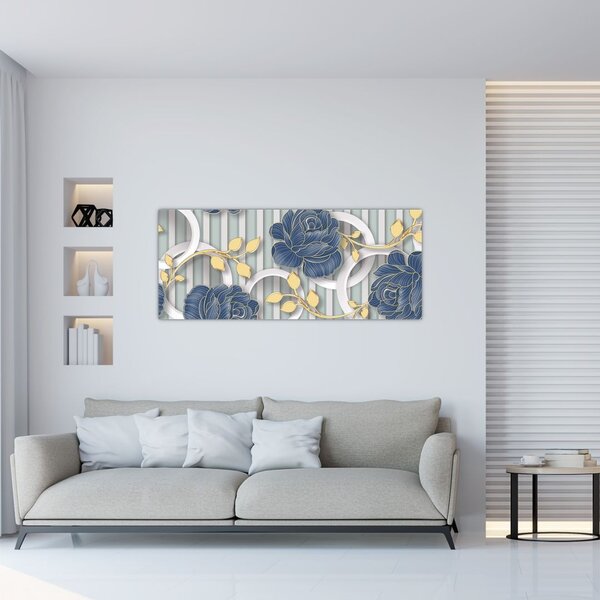 Tablou - Tradafiri și cercuri (120x50 cm)