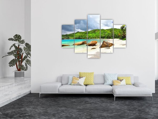 Tablou - Seychelles, plaja Takamaka (150x105 cm)