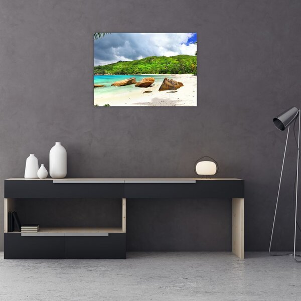 Tablou - Seychelles, plaja Takamaka (70x50 cm)