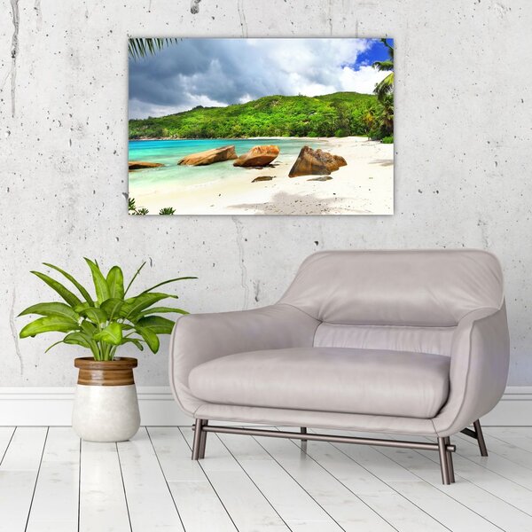 Tablou - Seychelles, plaja Takamaka (90x60 cm)