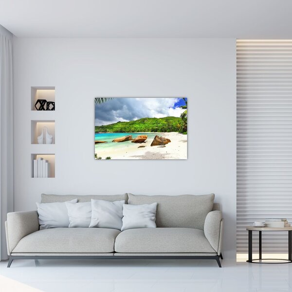 Tablou - Seychelles, plaja Takamaka (90x60 cm)
