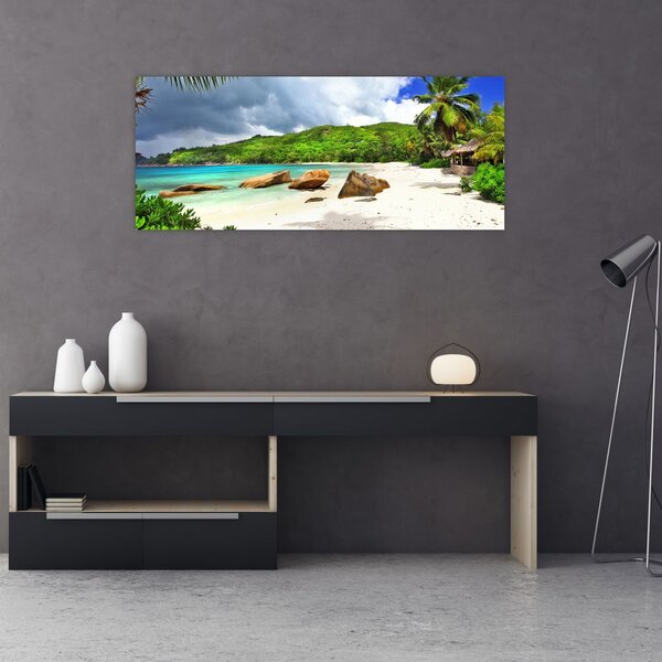 Tablou - Seychelles, plaja Takamaka (120x50 cm)
