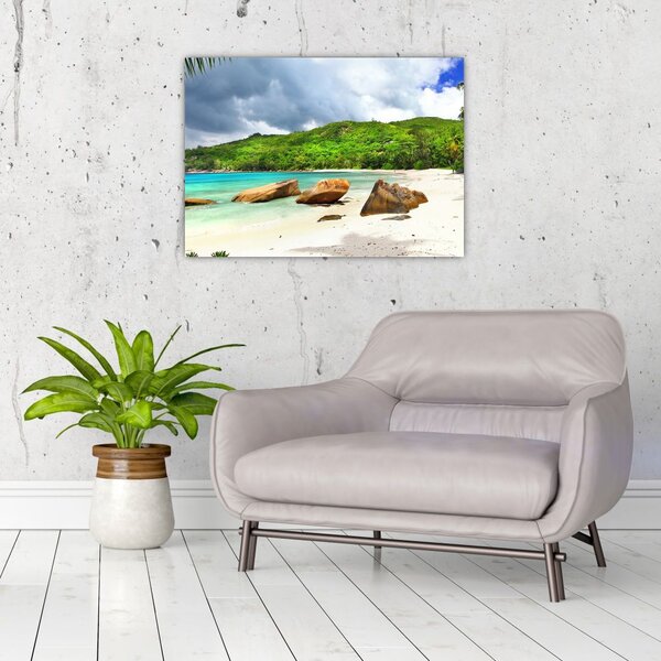 Tablou - Seychelles, plaja Takamaka (70x50 cm)