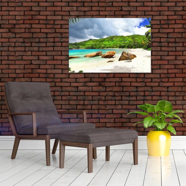 Tablou - Seychelles, plaja Takamaka (90x60 cm)