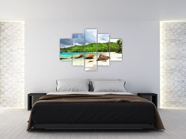 Tablou - Seychelles, plaja Takamaka (150x105 cm)