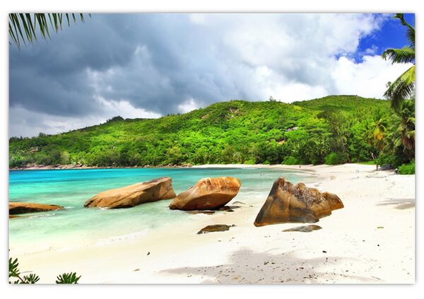 Tablou - Seychelles, plaja Takamaka (90x60 cm)