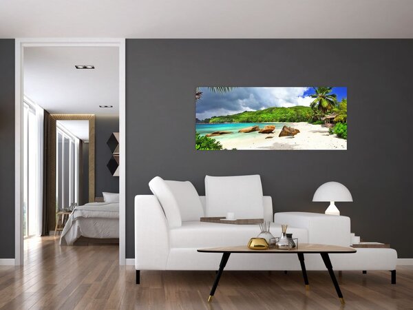 Tablou - Seychelles, plaja Takamaka (120x50 cm)