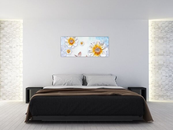 Tablou - Copoziția flori și fluturi (120x50 cm)