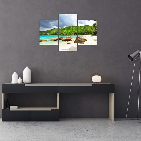 Tablou - Seychelles, plaja Takamaka (90x60 cm)