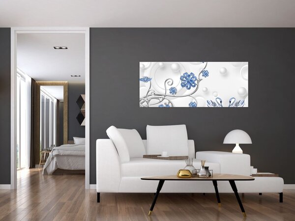 Tablou - Lebede albastre (120x50 cm)