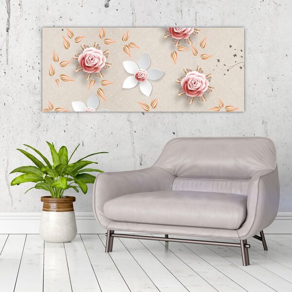 Tablou - Flori de trandafiri (120x50 cm)