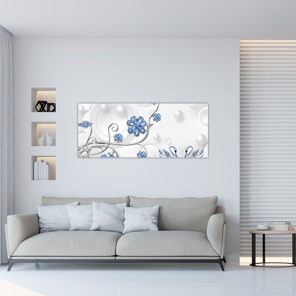Tablou - Lebede albastre (120x50 cm)