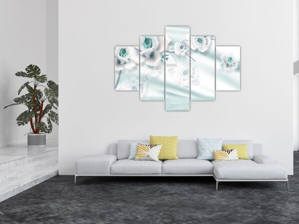 Tablou - Flori de trandafir turcoaz (150x105 cm)