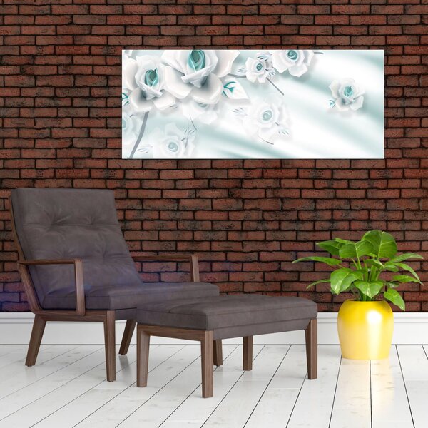 Tablou - Flori de trandafir turcoaz (120x50 cm)