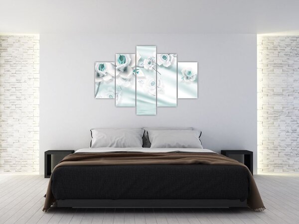 Tablou - Flori de trandafir turcoaz (150x105 cm)