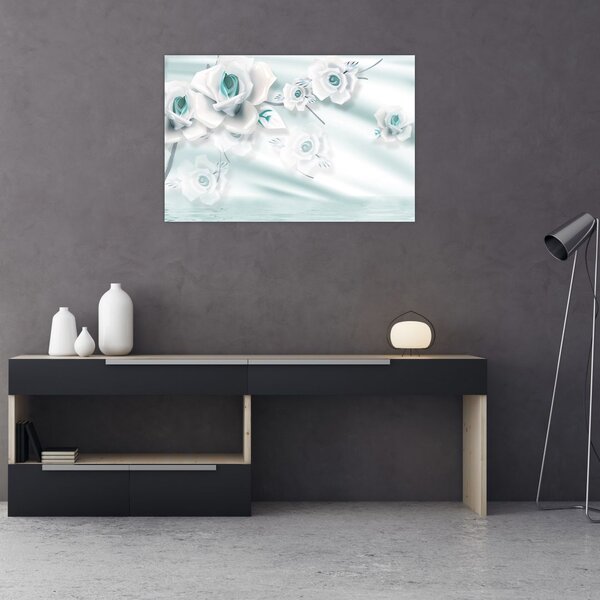 Tablou - Flori de trandafir turcoaz (90x60 cm)