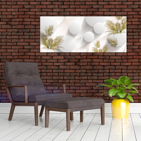 Tablou - 3D cercuri cu flori (120x50 cm)