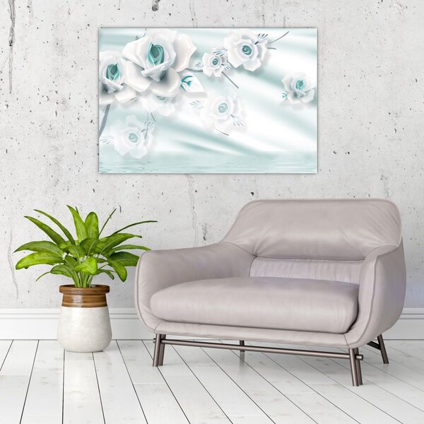 Tablou - Flori de trandafir turcoaz (90x60 cm)