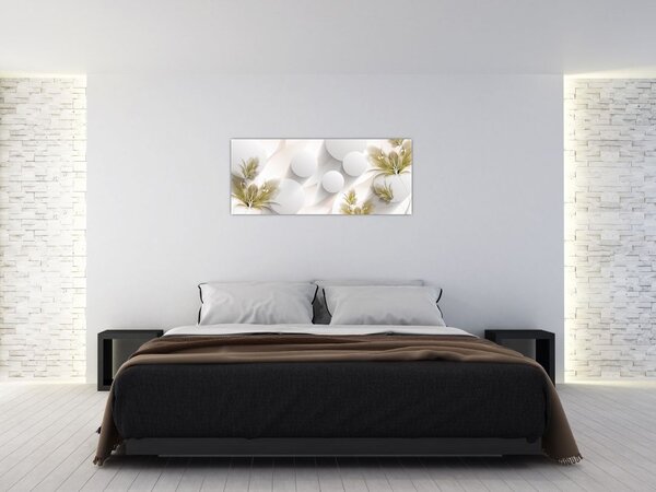 Tablou - 3D cercuri cu flori (120x50 cm)