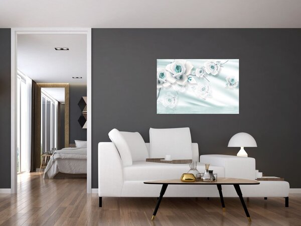 Tablou - Flori de trandafir turcoaz (90x60 cm)