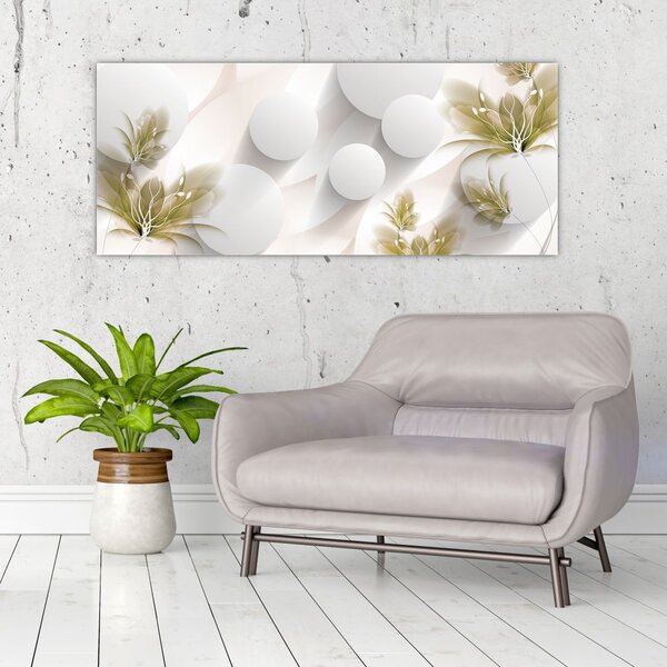 Tablou - 3D cercuri cu flori (120x50 cm)