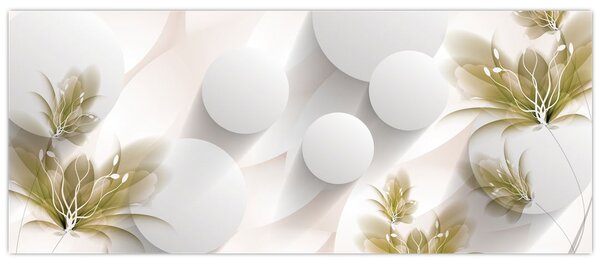 Tablou - 3D cercuri cu flori (120x50 cm)