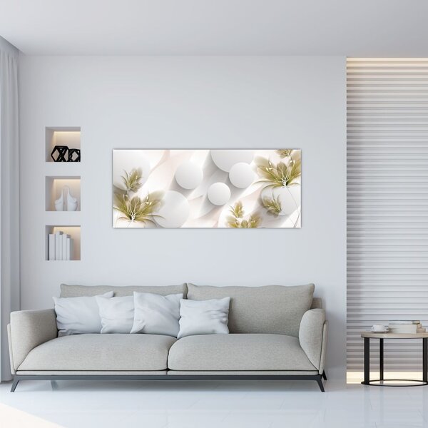 Tablou - 3D cercuri cu flori (120x50 cm)
