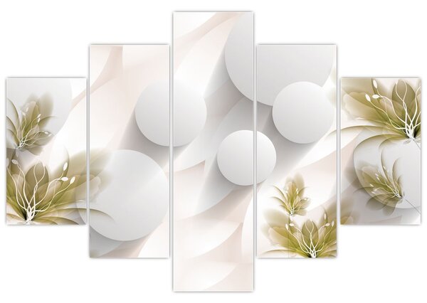 Tablou - 3D cercuri cu flori (150x105 cm)
