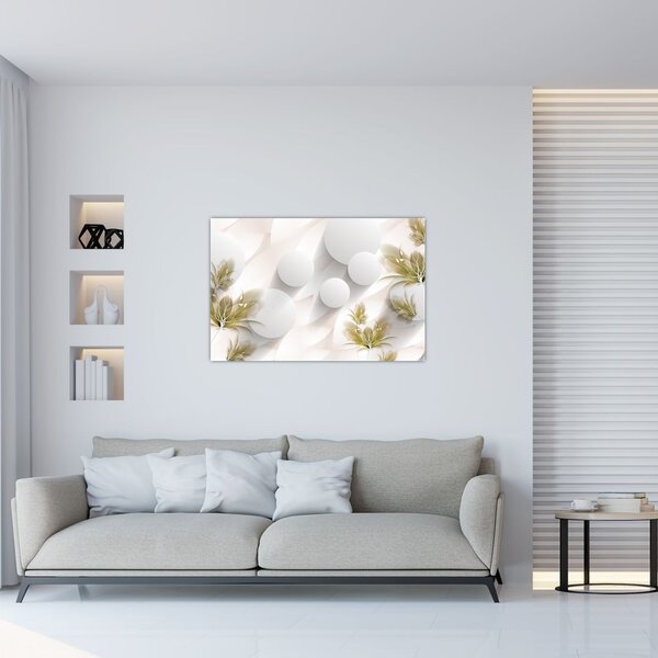 Tablou - 3D cercuri cu flori (90x60 cm)