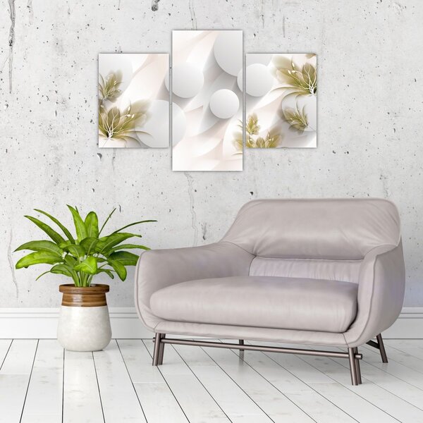 Tablou - 3D cercuri cu flori (90x60 cm)