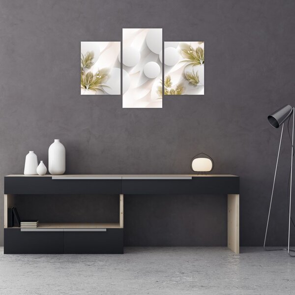 Tablou - 3D cercuri cu flori (90x60 cm)