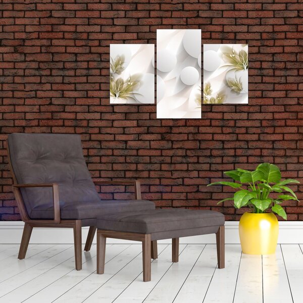 Tablou - 3D cercuri cu flori (90x60 cm)