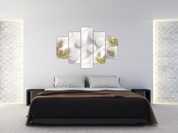 Tablou - 3D cercuri cu flori (150x105 cm)