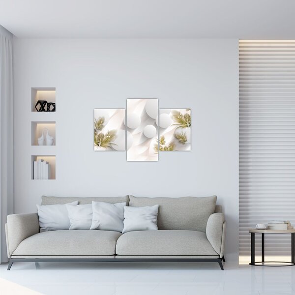 Tablou - 3D cercuri cu flori (90x60 cm)