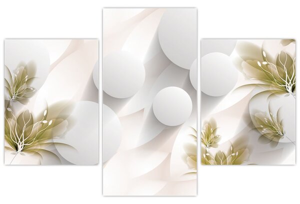 Tablou - 3D cercuri cu flori (90x60 cm)