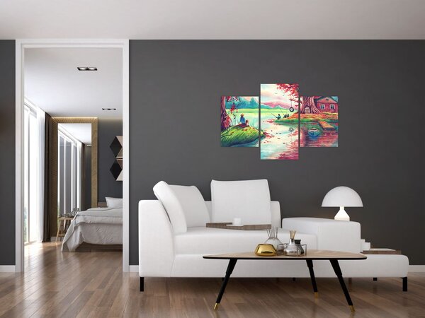 Tablou - Acuarelă, Golf într-un sat de munte (90x60 cm)