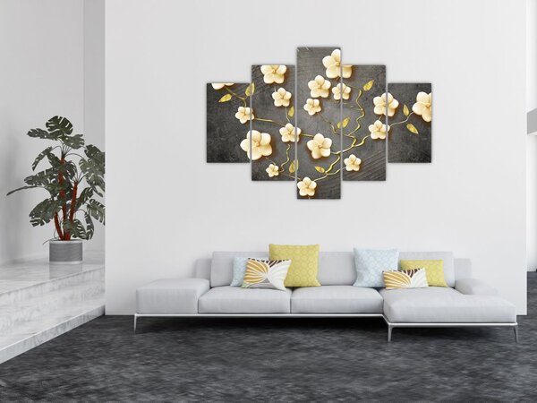 Tablou - Arbust auriu pe fundal negru (150x105 cm)