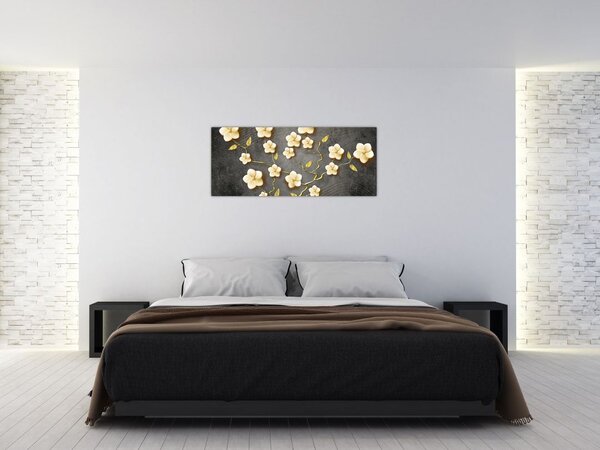 Tablou - Arbust auriu pe fundal negru (120x50 cm)