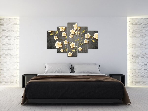Tablou - Arbust auriu pe fundal negru (150x105 cm)